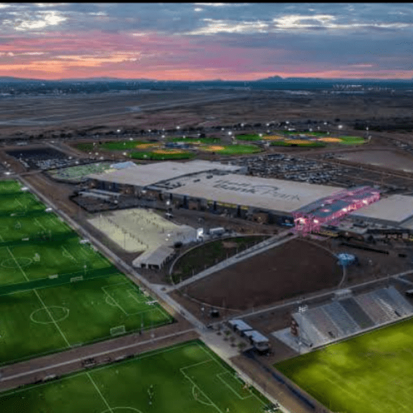 a concept view of a large recreational facility featuring several PEMB structures